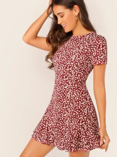 Vestido para dama color rojo estampado floral