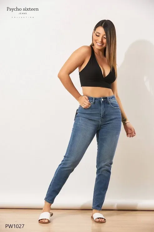 Jeans PSYCHO SIXTEEN para dama high rise, mom fit PW1027