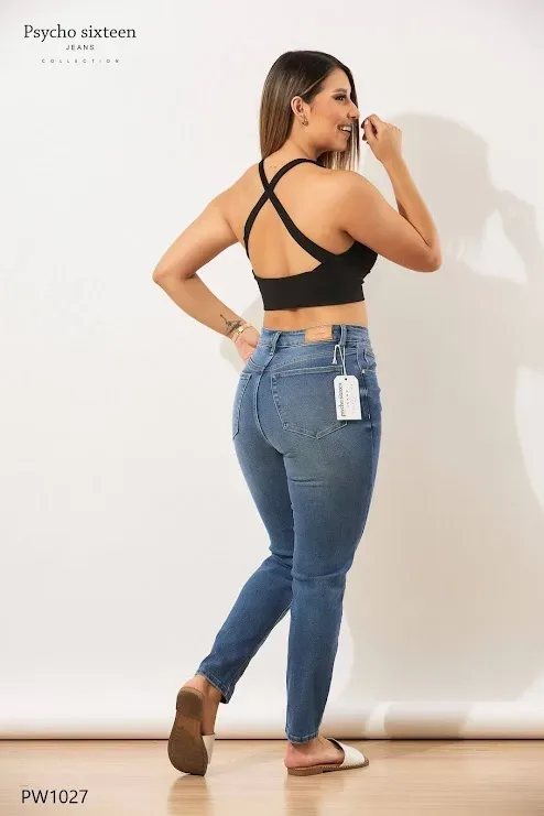 Jeans PSYCHO SIXTEEN para dama high rise, mom fit PW1027
