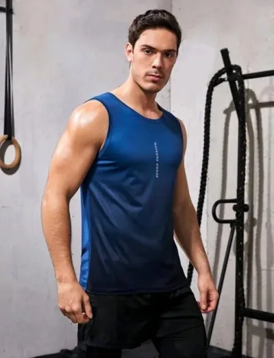 Camiseta deportiva para caballero color azul