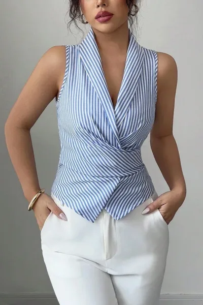 Blusa dama -  Striped wrap