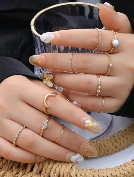 10 piezas de anillo con diamante de imitación con adorno corazón