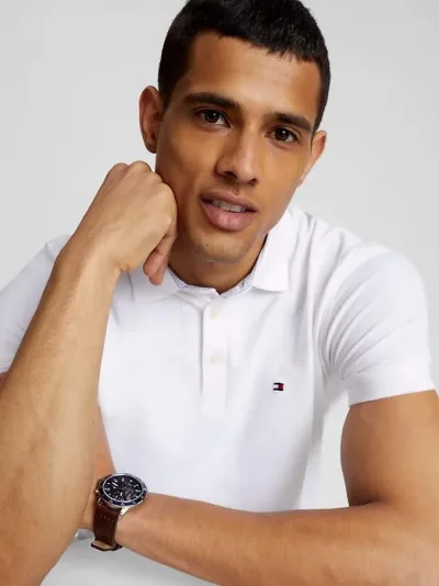 Camiseta Tommy Hilfiger Slim Fit para caballero color blanco