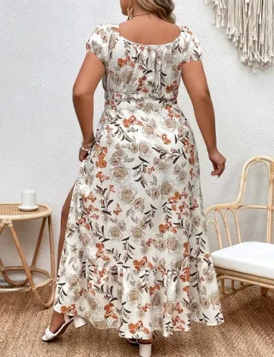 Vestido para dama diseño floral naranja