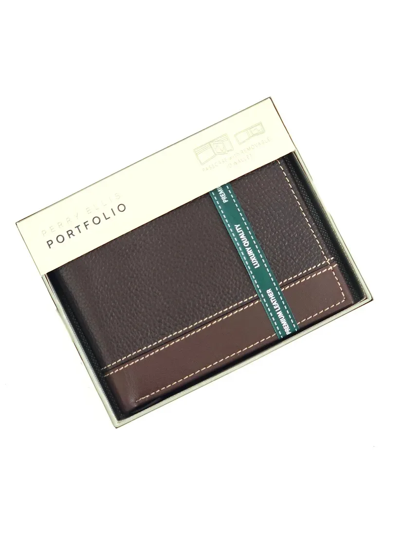 Billetera Perry Ellis para caballero color café