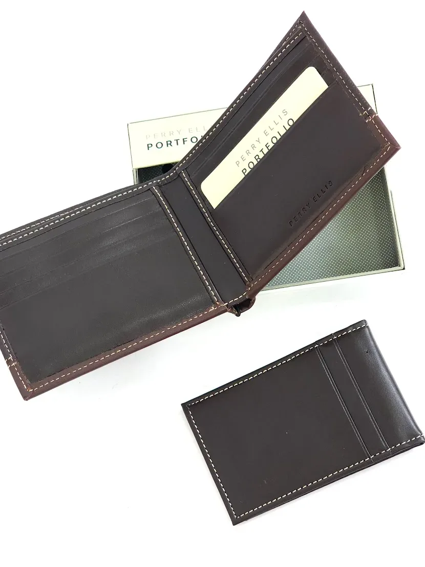 Billetera Perry Ellis para caballero color café