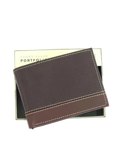 Billetera Perry Ellis para caballero color café