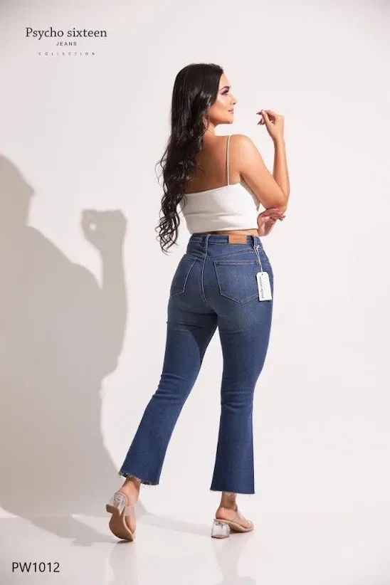 Jeans PSYCHO SIXTEEN para dama slim fit acampanado PW1012