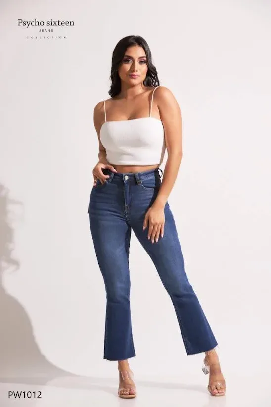 Jeans PSYCHO SIXTEEN para dama slim fit acampanado PW1012