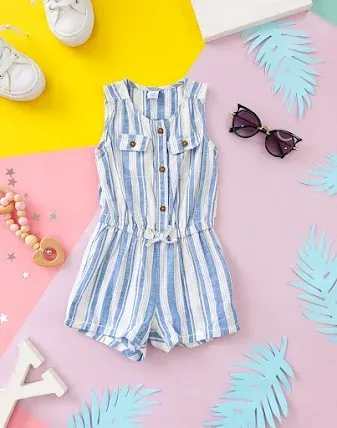 Enterizo Old Navy para niña de rayas azules y blancas