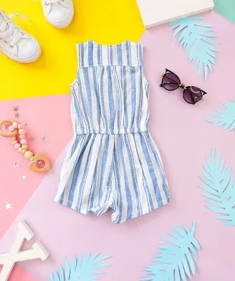 Enterizo Old Navy para niña de rayas azules y blancas