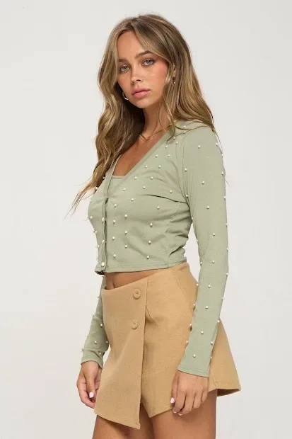 Conjunto de crop top con sueter para Dama