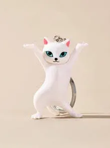 Llavero de gato color blanco