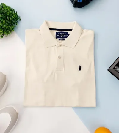 Camiseta Cambrige Polo Club para Caballero color crema