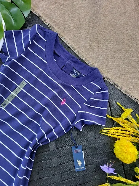 Vestido U.S Polo para dama azul con rayas blancas
