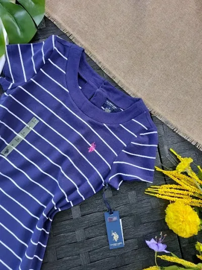 Vestido U.S Polo para dama azul con rayas blancas
