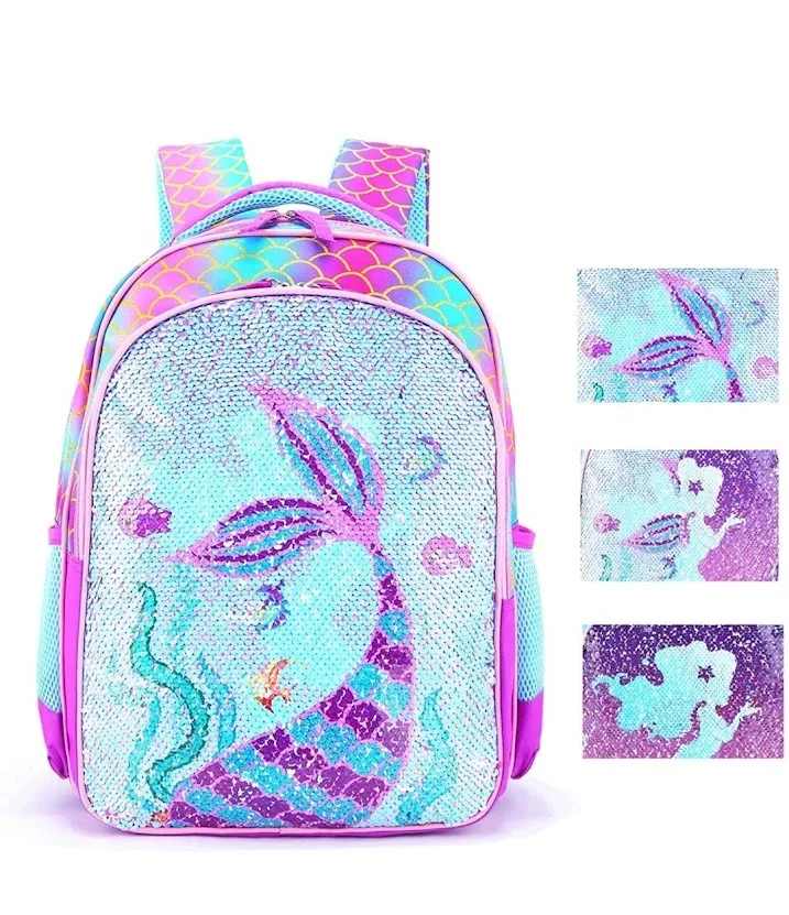 Mochila escolar para niña con diseño a Sirena