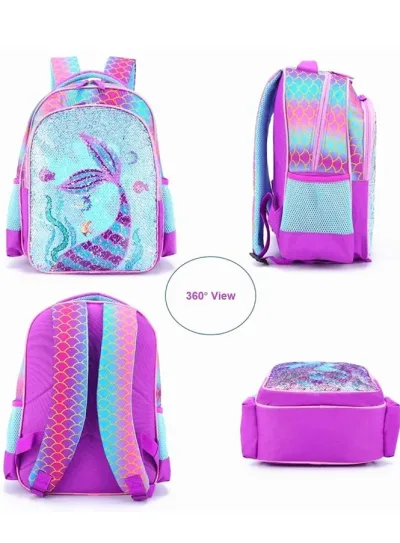 Mochila escolar para niña con diseño a Sirena