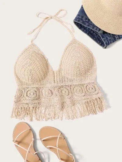 Crop top de playa para dama color beige