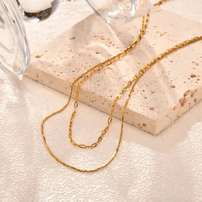 Collar de acero inoxidable chapado en oro
