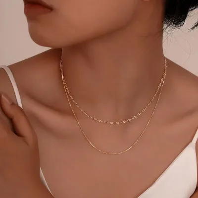Collar de acero inoxidable chapado en oro