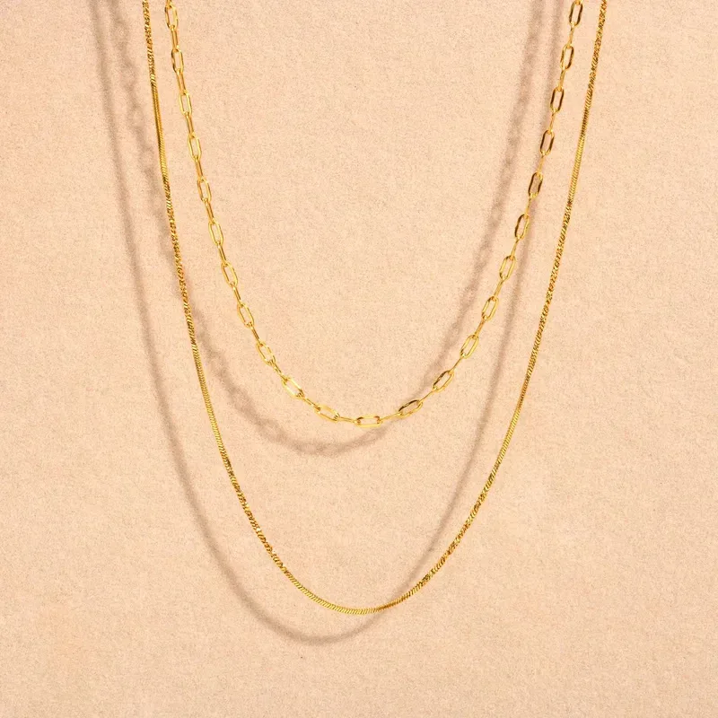 Collar de acero inoxidable chapado en oro