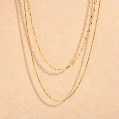 Collar de acero inoxidable chapado en oro