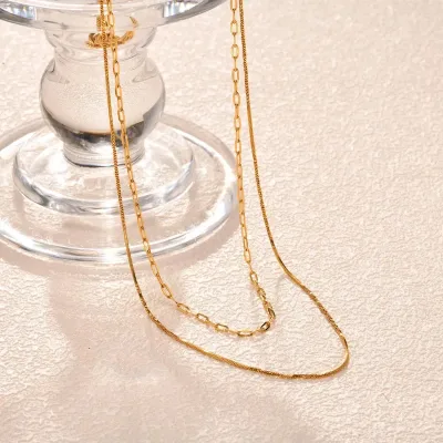 Collar de acero inoxidable chapado en oro