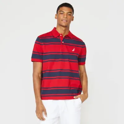 Camiseta Slim Fit Naútica para caballero de rayas color rojo y azul