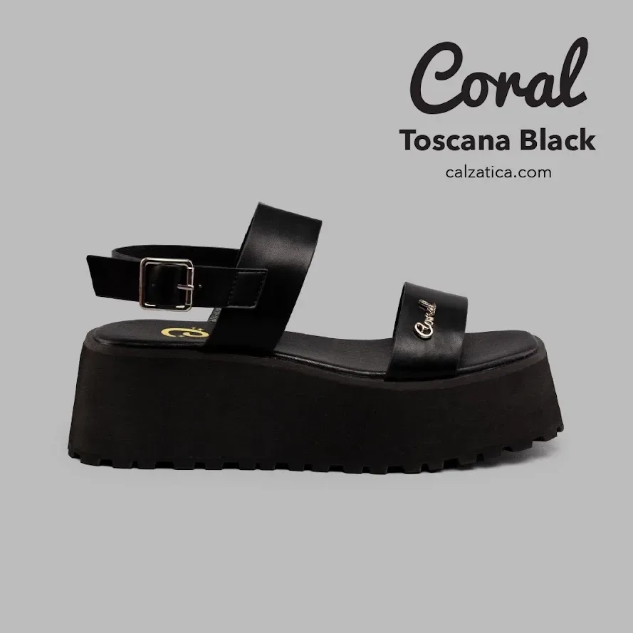 Sandalias Coral Toscana Black para Dama