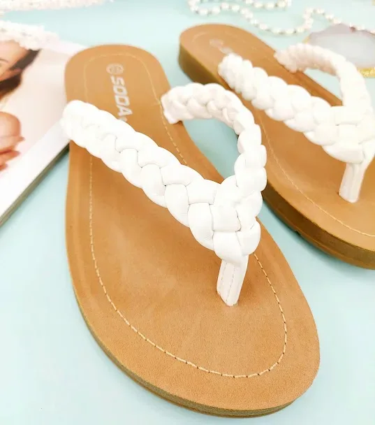 Sandalias para dama color blanco y camel