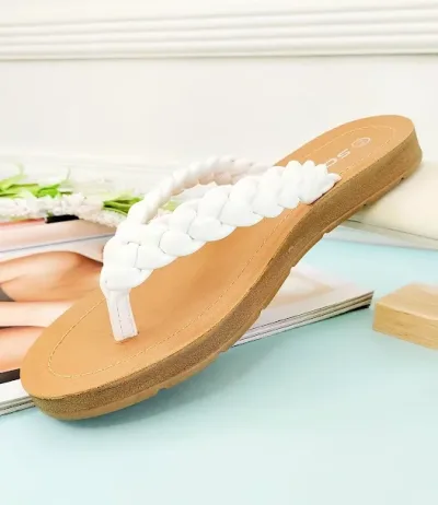 Sandalias para dama color blanco y camel