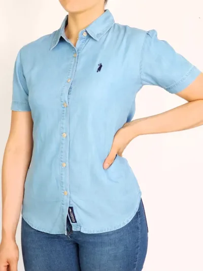 Camisa Cambridge Polo Club para dama color mezclilla claro