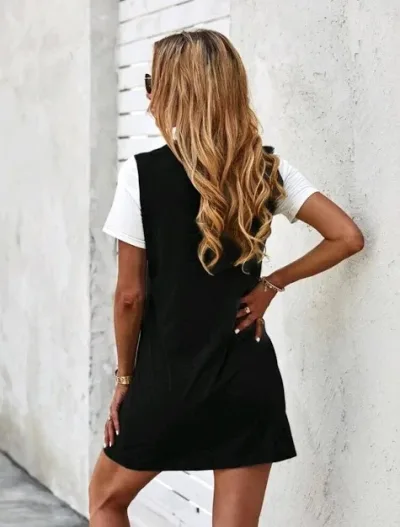 Vestido para dama color negro blanco y café