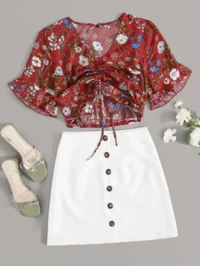 Conjunto para dama con diseño floral