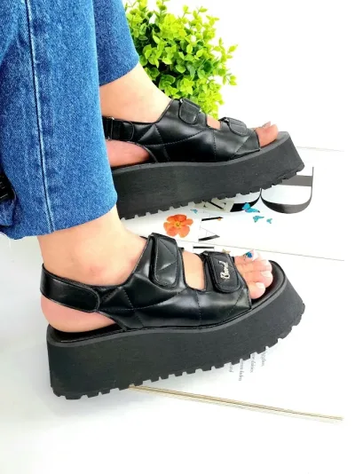 Sandalias Coral Amalfi Black para Dama