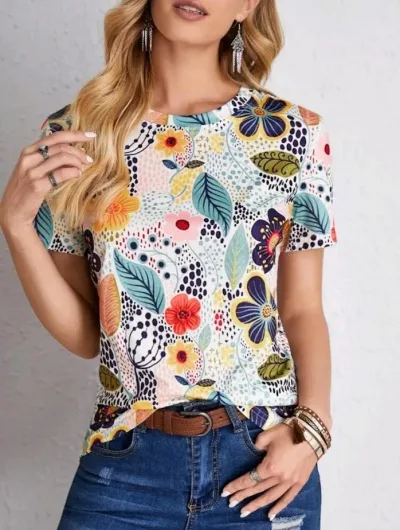 Camiseta para dama diseño floral