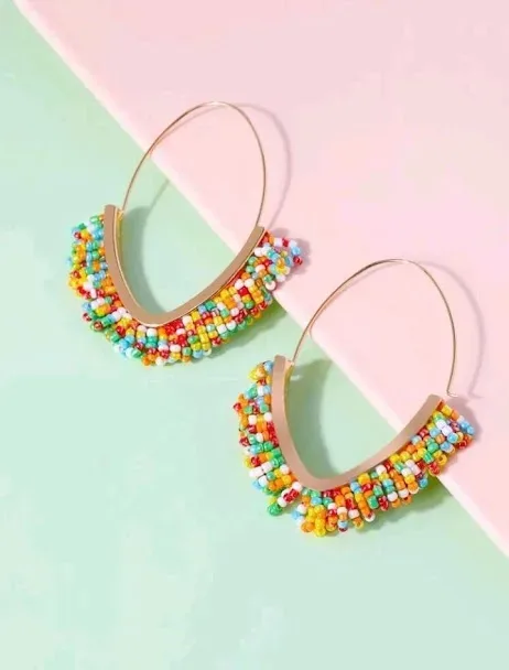 Aretes de fantasía  para dama multicolor