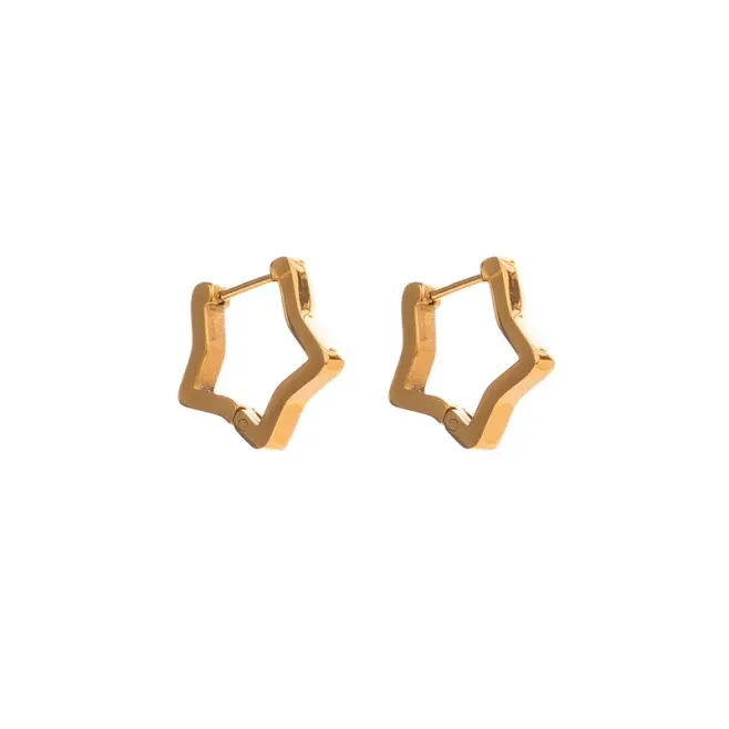 Aretes con diseño de figura estrella de acero de titanio