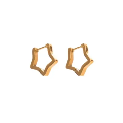Aretes con diseño de figura estrella de acero de titanio