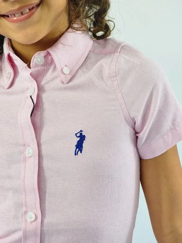 Camisa Cambrige Polo para niña rosa