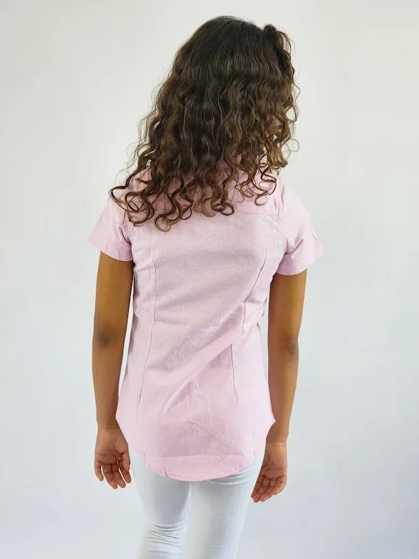 Camisa Cambrige Polo para niña rosa