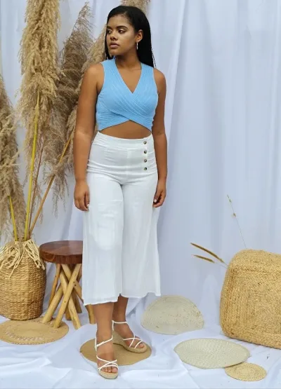 Crop Top para dama color celeste