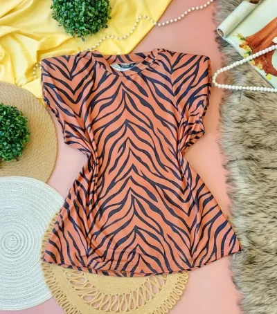 Blusa para dama diseño a rayas color naranja