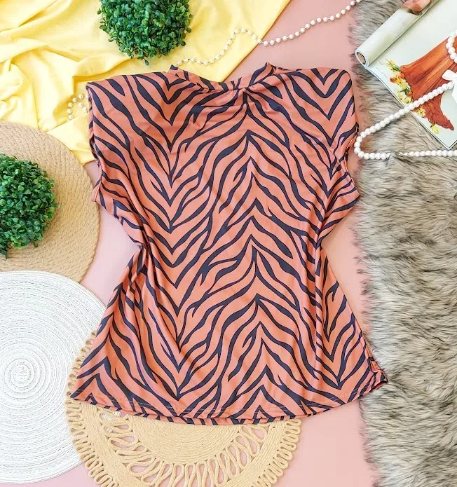 Blusa para dama diseño a rayas color naranja