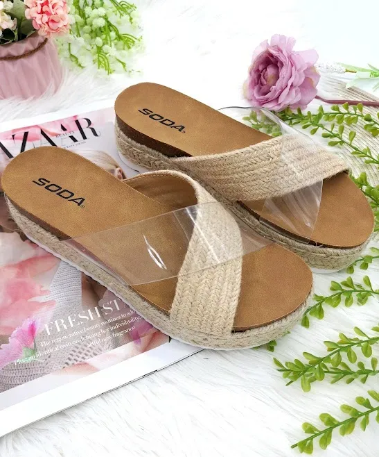 Sandalias de plataforma para dama color beige