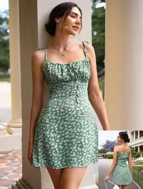 Vestido para dama color verde diseño floral