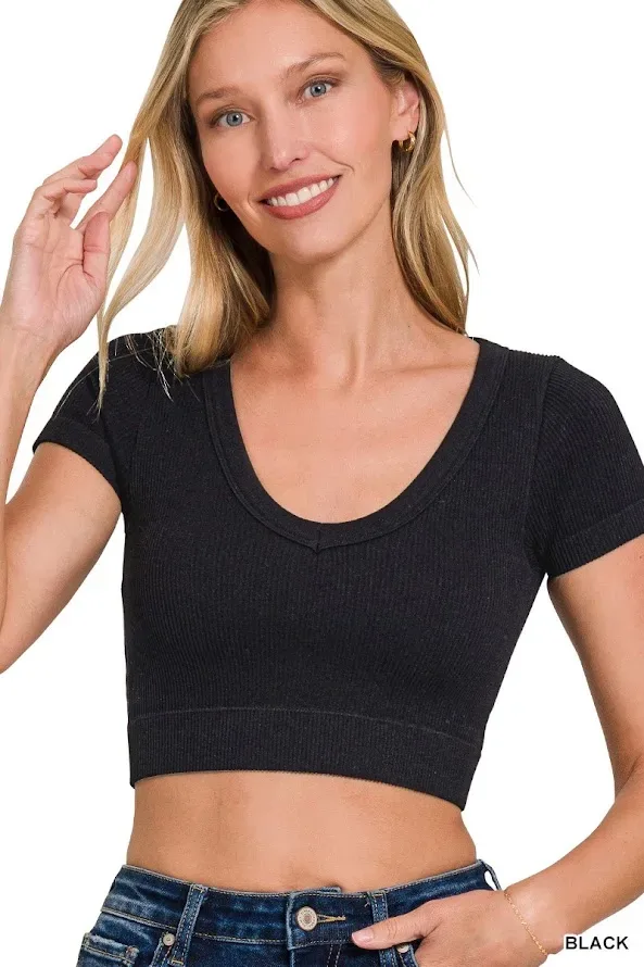 Crop top color negro para Dama