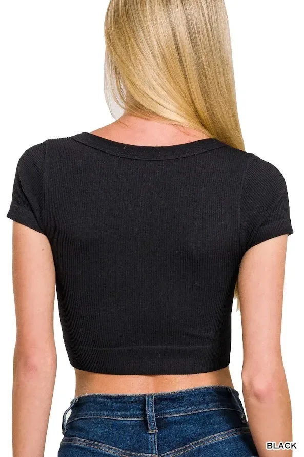 Crop top color negro para Dama