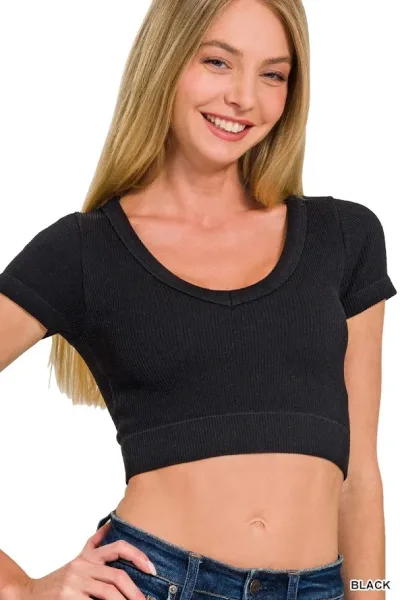 Crop top color negro para Dama